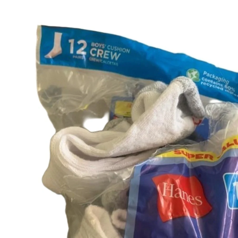 Hanes White Crew Small Socks 12 Pairs